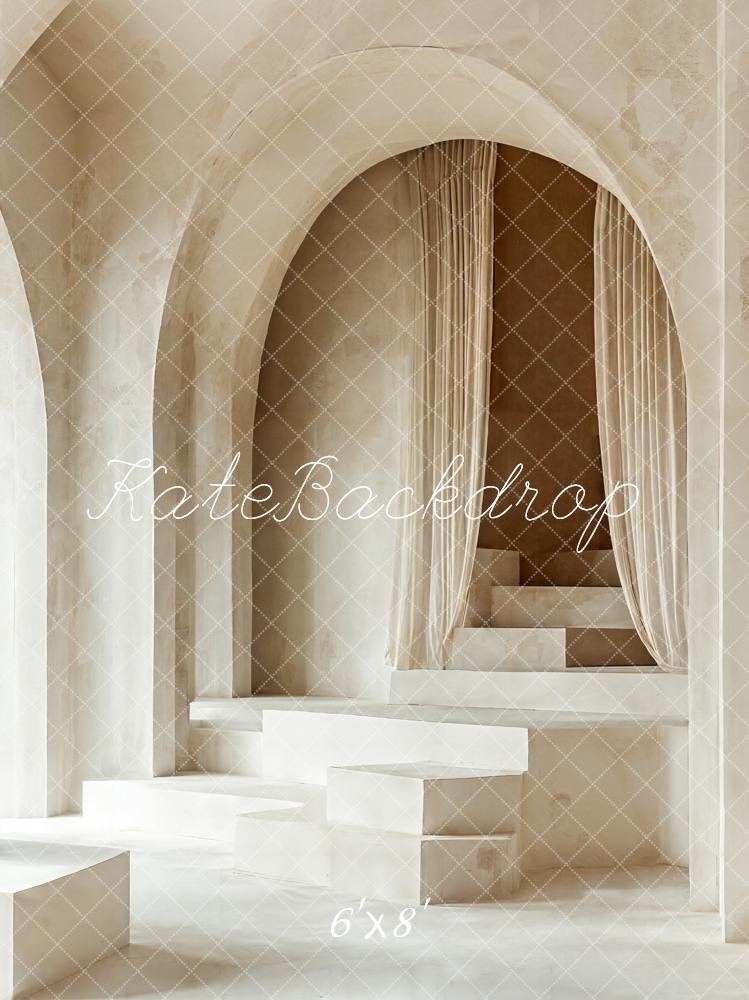 Kate Neutrale minimalistische Bogenkaskadentreppe Hintergrund Entworfen von Emetselch - Kate Backdrop.de
