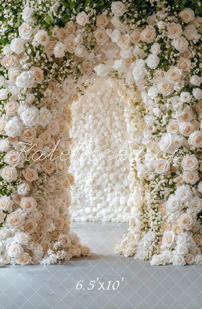 Kate Eleganter Wandbogen mit weißen Blumen Hintergrund Entworfen von Emetselch - Kate Backdrop.de