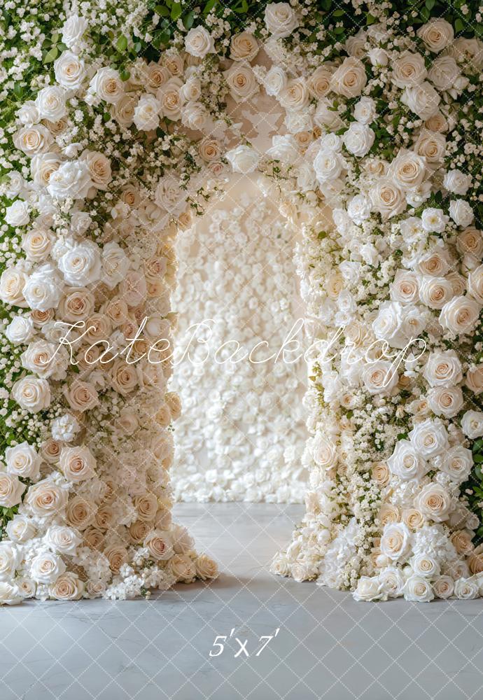 Kate Eleganter Wandbogen mit weißen Blumen Hintergrund Entworfen von Emetselch - Kate Backdrop.de