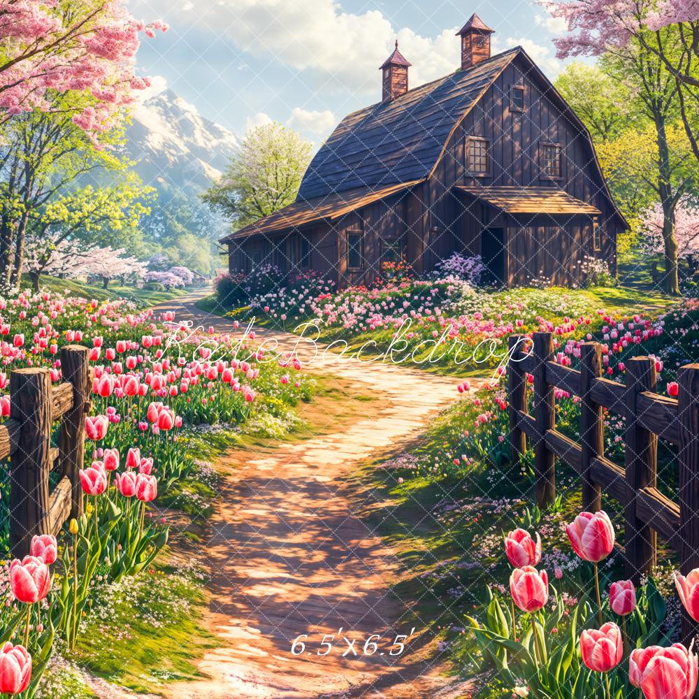 Kate Frühling Cottage Blumen Tulpenweg Hintergrund Entworfen von Chain Photography - Kate Backdrop.de
