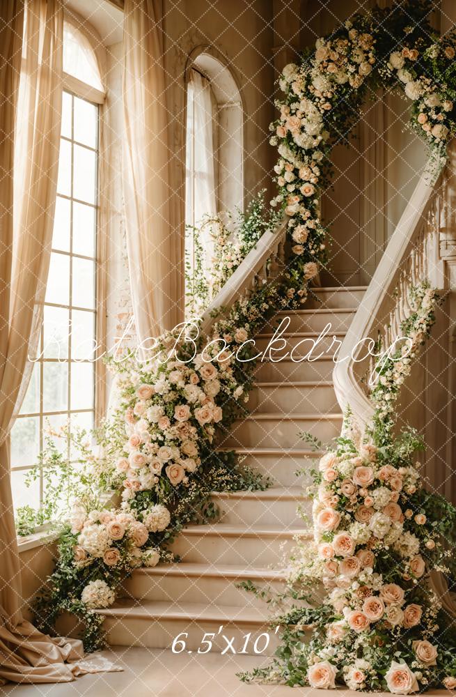 Kate Frühling Kaskadentreppe Florales Bogenfenster Hintergrund Entworfen von Chain Photography - Kate Backdrop.de