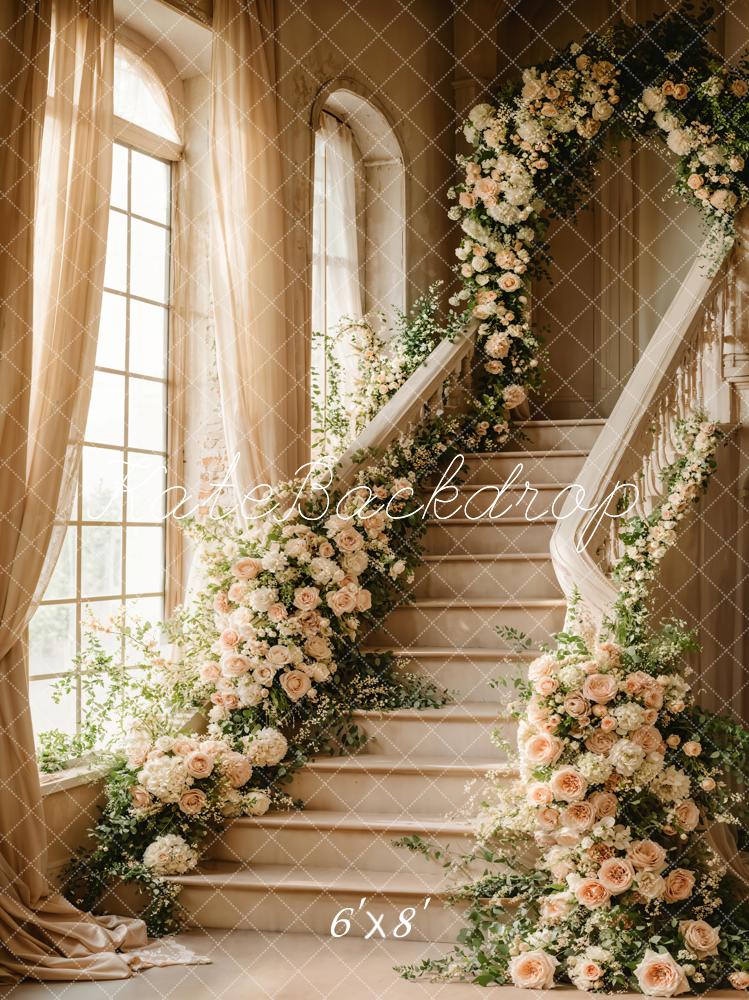 Kate Frühling Kaskadentreppe Florales Bogenfenster Hintergrund Entworfen von Chain Photography - Kate Backdrop.de