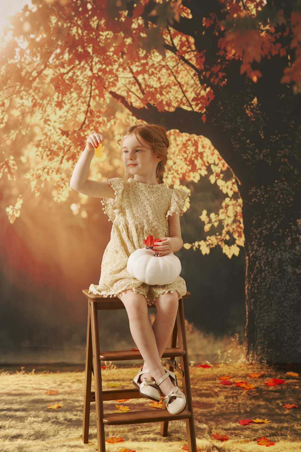 Kate Herbst Goldener Baum Kombi-Hintergrund Entworfen von Emetselch - Kate Backdrop.de