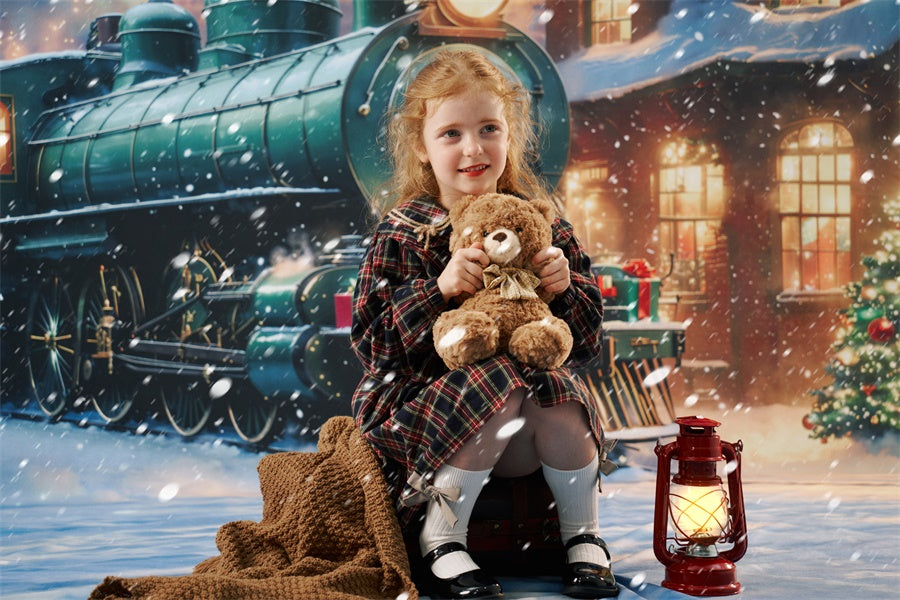 Kate Polar Train Weihnachtszug Schnee Nacht Hintergrund Entworfen von Chain