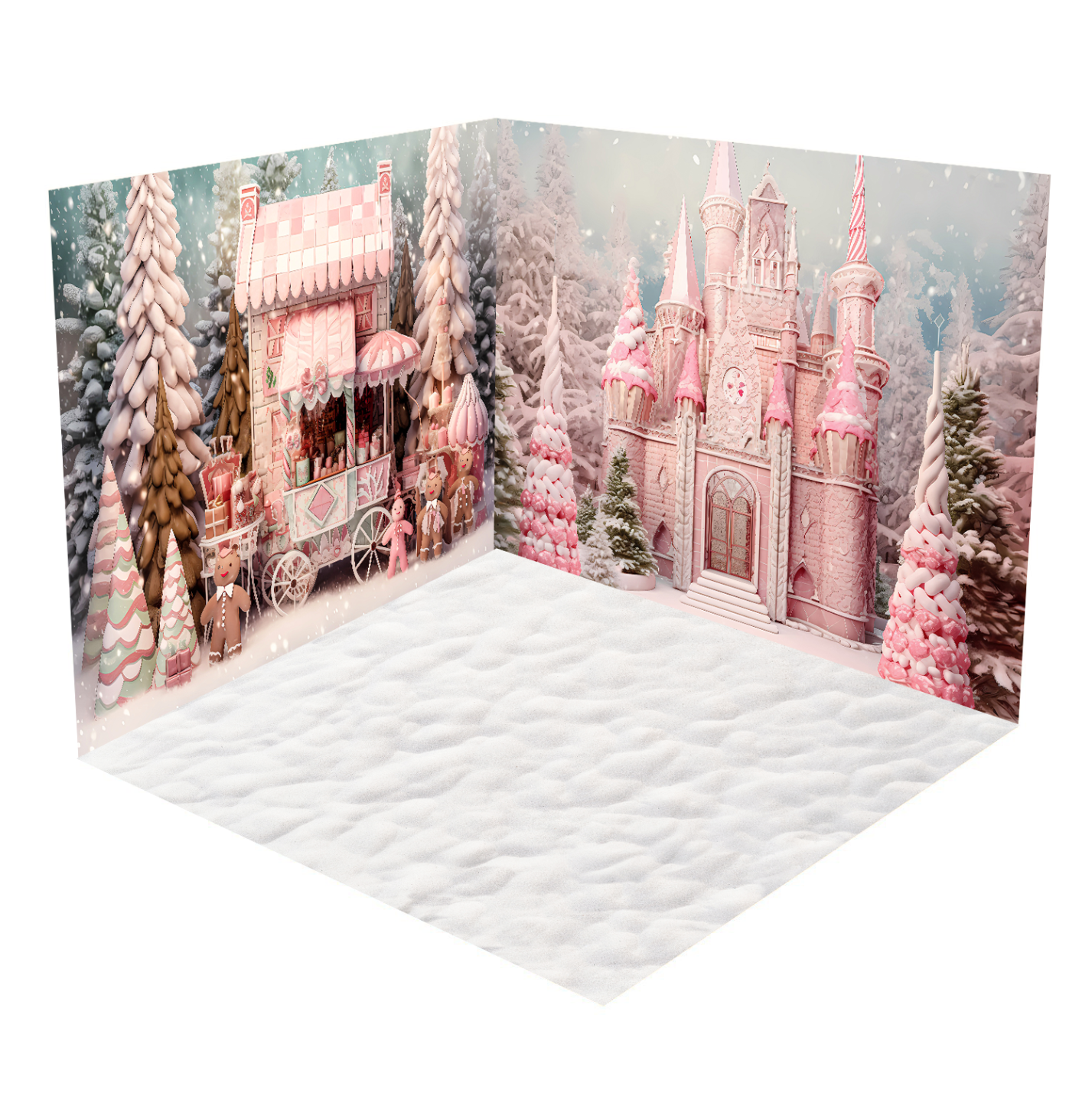 Kate Rosa Weihnachten Schnee Schloss Zimmer Set (8ftx8ft&10ftx8ft&8ftx10ft)