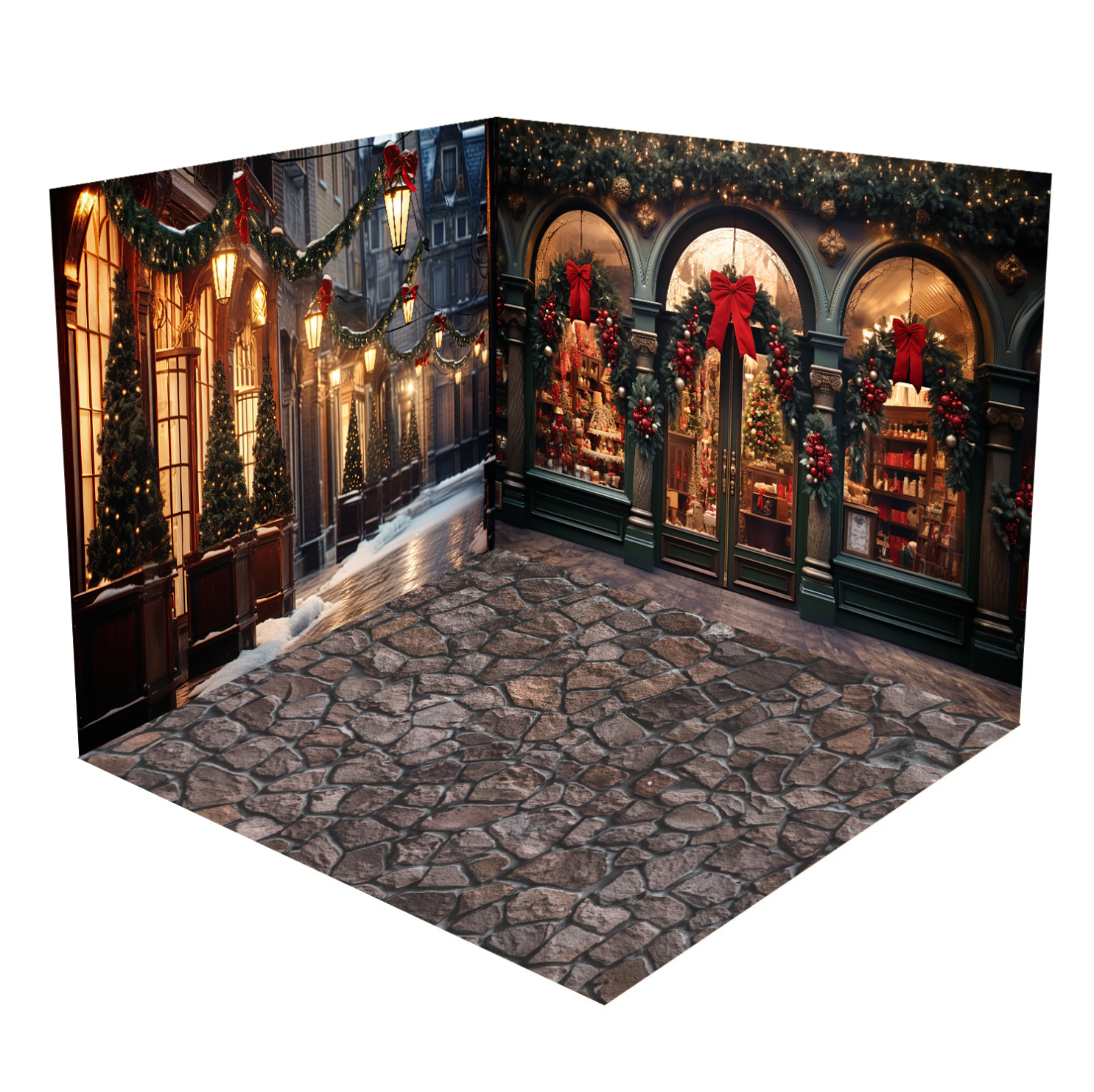 Kate Weihnachten Street View Store Zimmer Set (8ftx8ft&10ftx8ft&8ftx10ft)