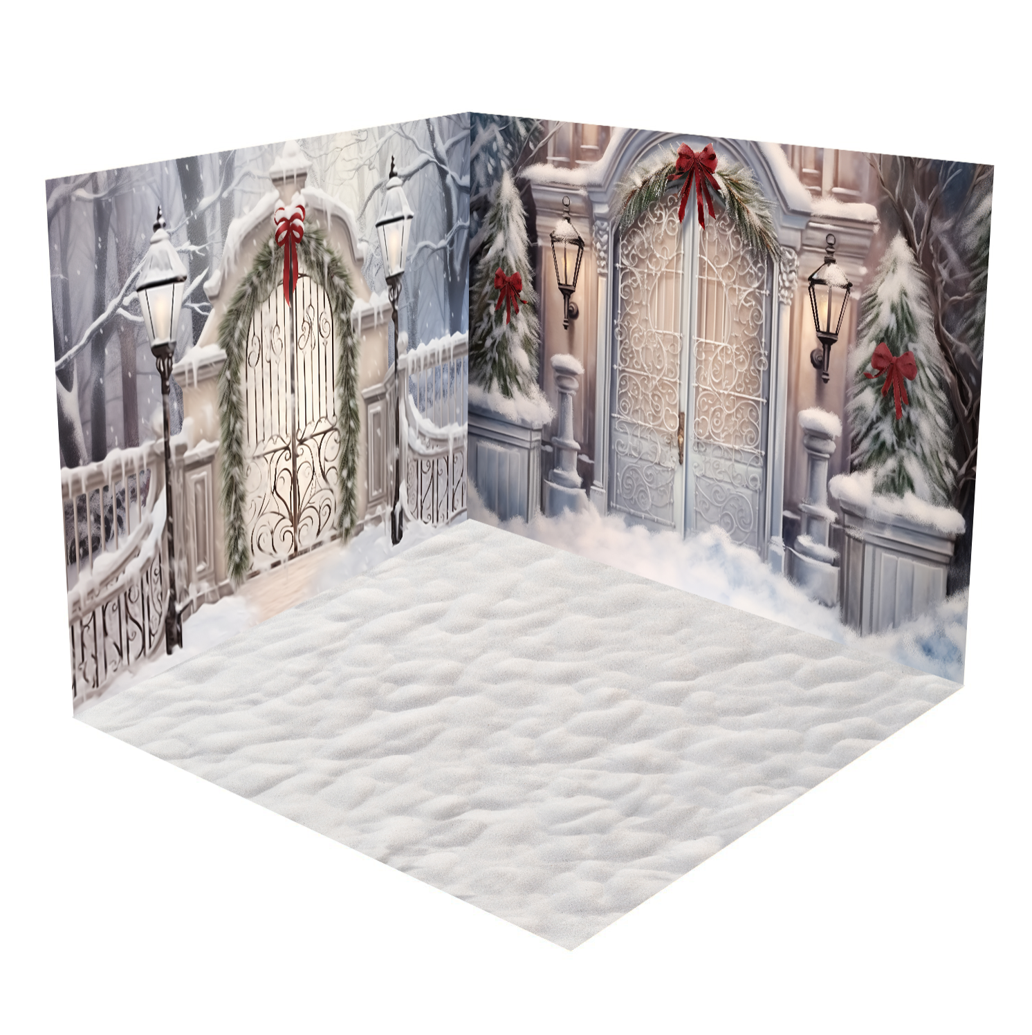 Kate Winter Weihnachten Weiß Verschneite Tür Zimmer Set (8ftx8ft&10ftx8ft&8ftx10ft)