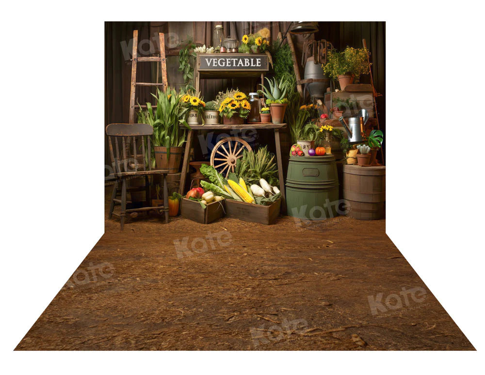 Kate Frühling Gemüse Hintergrund +Braune Erde Boden Hintergrund für Fotografie - Kate Backdrop.de