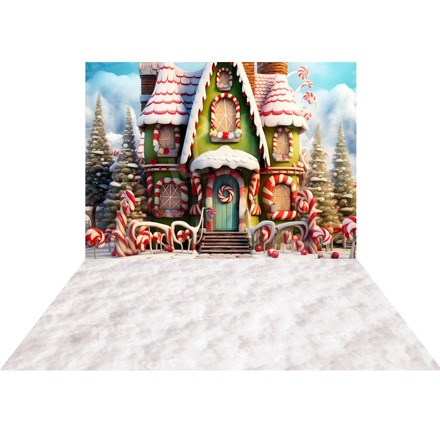 Kate Weihnachten Amazing House Hintergrund + Weißer Winter Schnee Boden Hintergrund
