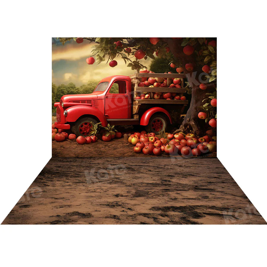 Kate Auto Apfelernte Hintergrund+Sandboden Hintergrund
