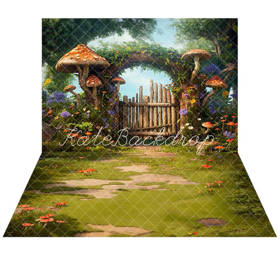 Kate Frühling Märchen Holzbogen Pilz Hintergrund +Frühling Fantasy Pilz Wald Wiese Boden Hintergrund - Kate Backdrop.de