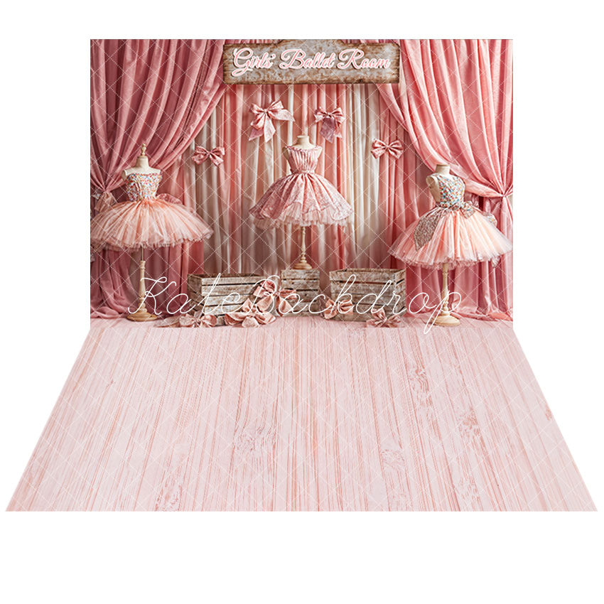 Kate Mädchen Ballettröckchen Zimmer Hintergrund+Rosa gestreifte Textur Boden Hintergrund - Kate Backdrop.de
