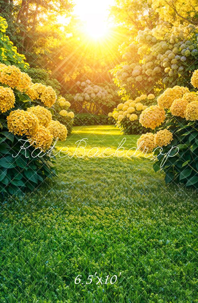 Kate Frühling Sonniger Garten Gelbe Blumen Fleece Hintergrund - Kate Backdrop.de