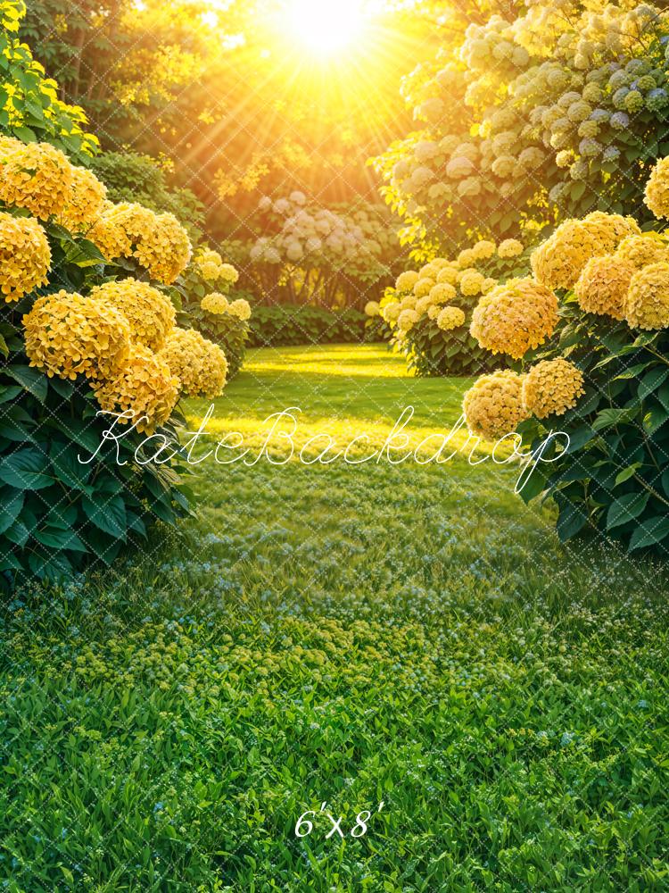 Kate Frühling Sonniger Garten Gelbe Blumen Fleece Hintergrund - Kate Backdrop.de
