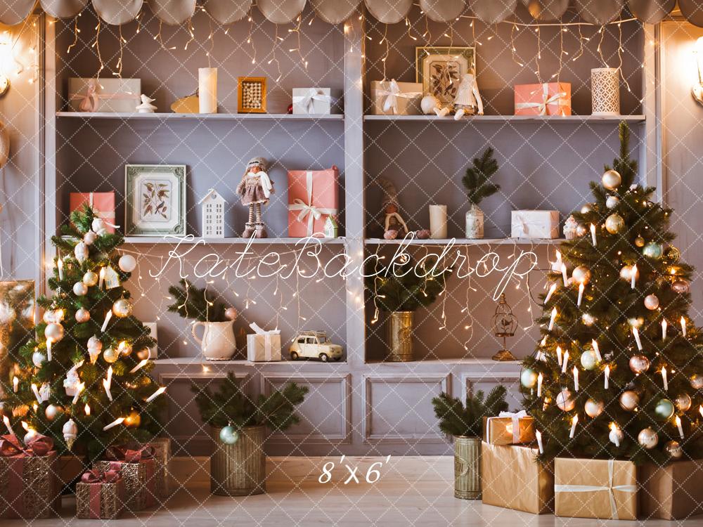 Kate Weihnachten Geschäft Baum Geschenk Hintergrund für die Fotografie