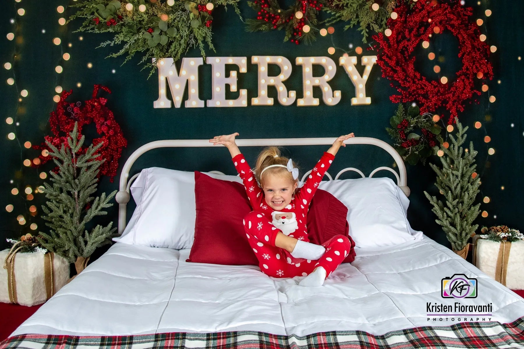 Kate Frohe Weihnachten Funkelndes Kopfteil Fleece Hintergrund Entworfen von Mandy Ringe - Kate Backdrop.de