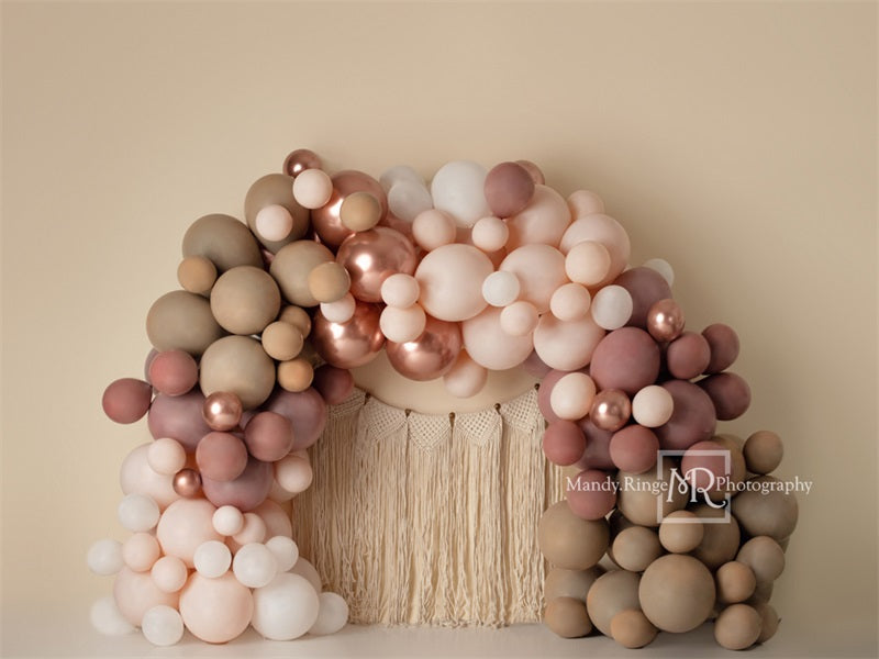 Kate Matt Ballonbogen Macrame Wand Fleece Hintergrund Entworfen von Mandy Ringe - Kate Backdrop.de