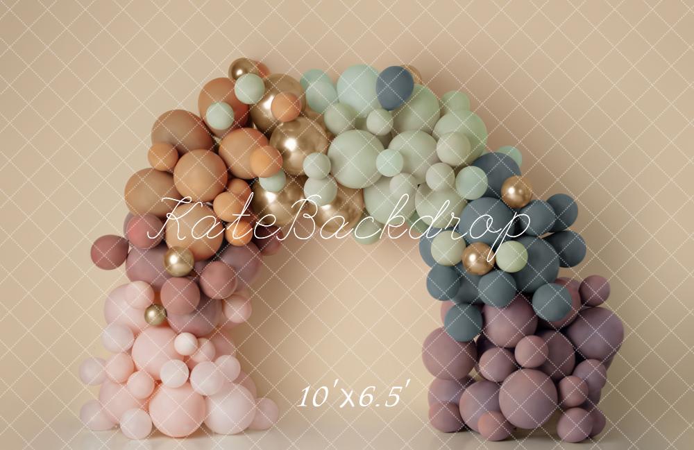 Kate Regenbogen Boho Hintergrund Ballonbogen von Mandy Ringe Photography - Kate Backdrop.de