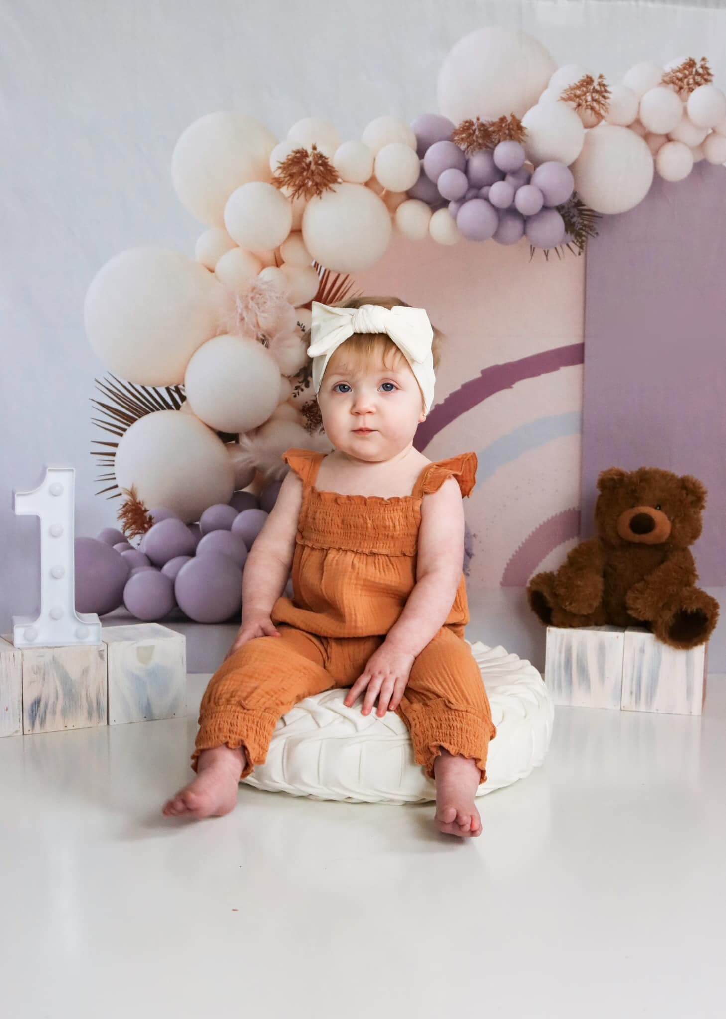Kate Lila Boho Ballons Kuchen Smash Fleece Hintergrund Entworfen von Uta Mueller - Kate Backdrop.de