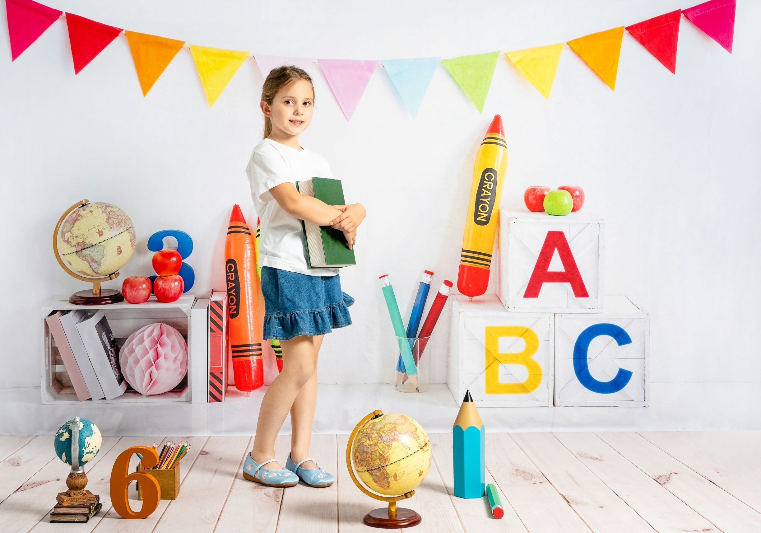 Kate Zurück zur Schule Buntstifte Fleece Hintergrund - Kate Backdrop.de