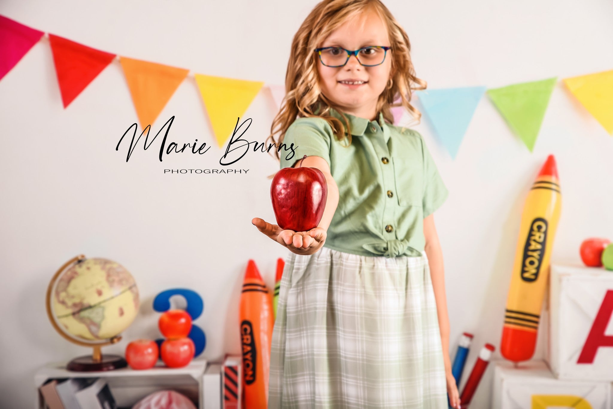 Kate Einschulung  Schule Hintergrund Wachsmalstift für Fotografie - Kate Backdrop.de