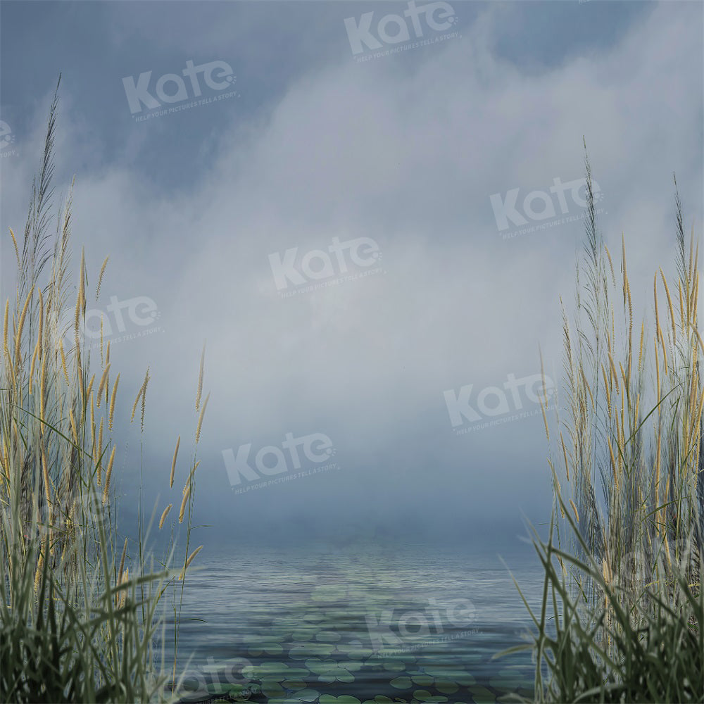 Kate Sommer Hintergrund Schilf Bewölkter Himmel See für Fotografie - Kate Backdrop.de