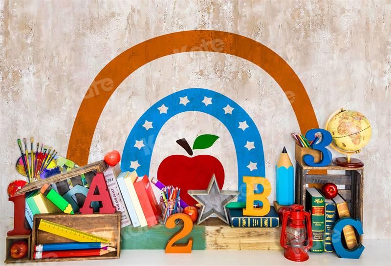 Kate Zurück zur Schule Hintergrund Regenbogen für Fotografie - Kate Backdrop.de