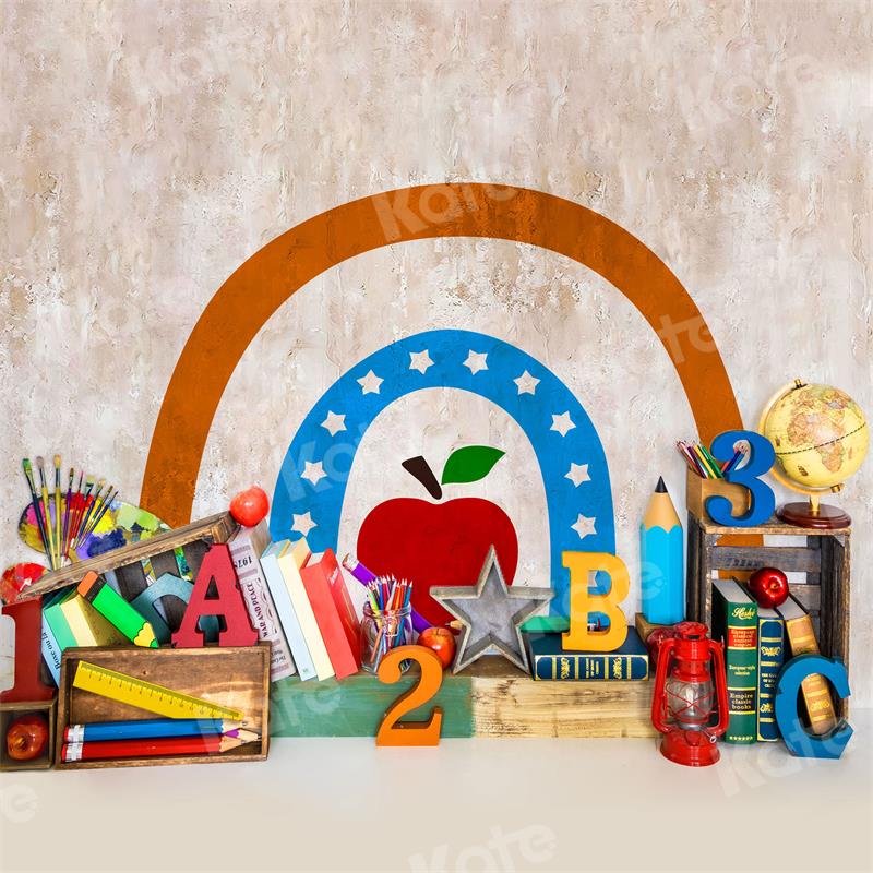 Kate Zurück zur Schule Hintergrund Regenbogen für Fotografie - Kate Backdrop.de