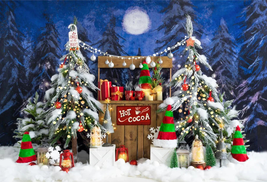 Kate Weihnachten Hintergrund Hot Cocoa Rot Grün Elf Hut von Emetselch - Kate Backdrop.de