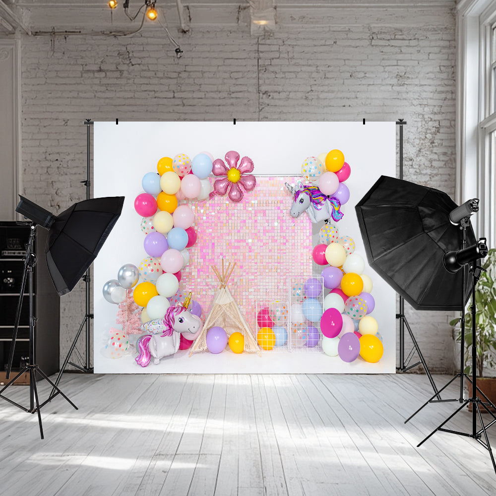 Kate Geburtstag Hintergrund Luftballons Rosa Paillette Wand Party von Emetselch