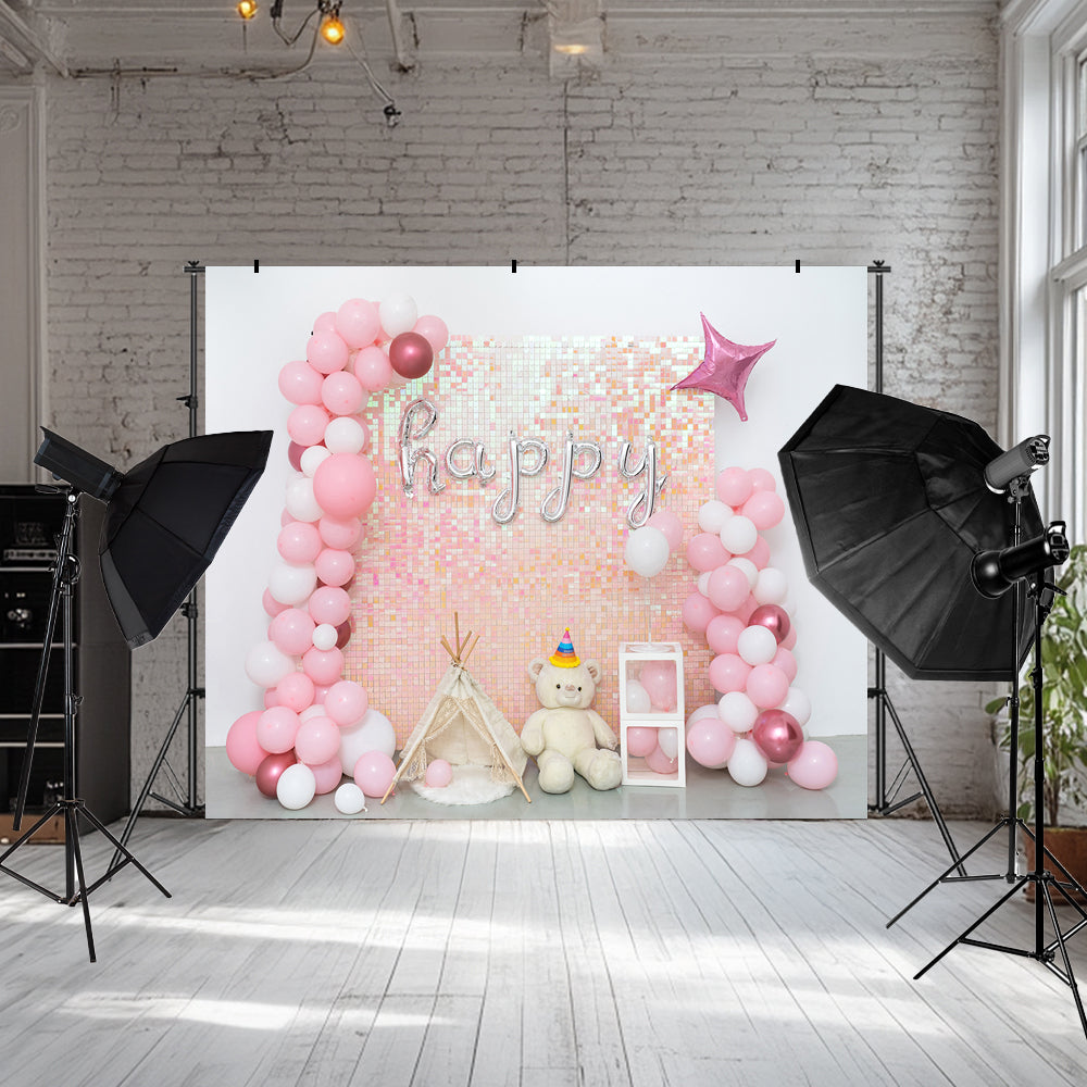 Kate Geburtstag Hintergrund Rosa Luftballons Paillette Wand Party von Emetselch