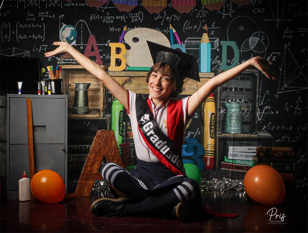 Kate Zurück zu Schule Hintergrund Blackboard ABCD Crayon für Fotografie - Kate Backdrop.de
