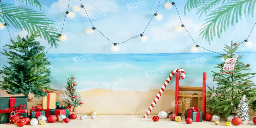 Kate Weihnachten im Sommer Strand Geschenke Hintergrund von Emetselch