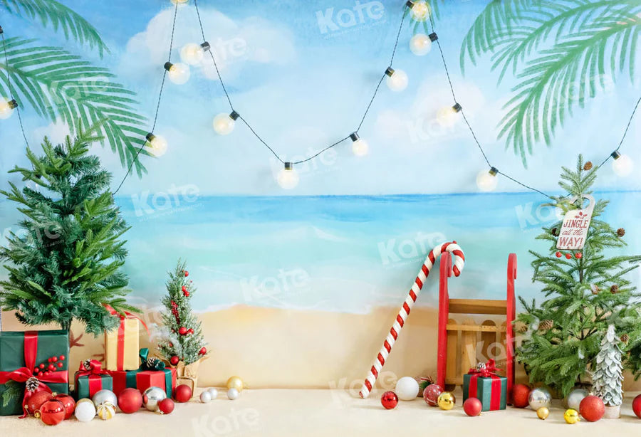 Kate Weihnachten im Sommer Strand Geschenke Hintergrund von Emetselch