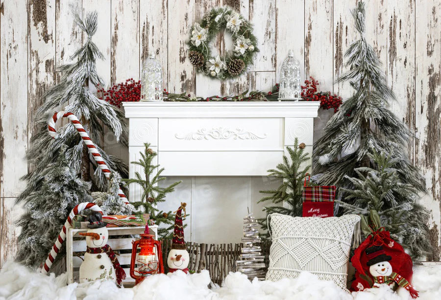 Kate Weihnachtskamin Baum Eiche Holz Hintergrund für Fotografie