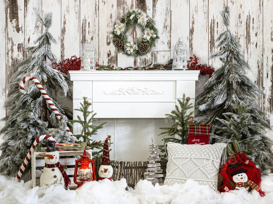 Kate Weihnachtskamin Baum Eiche Holz Hintergrund für Fotografie - Kate Backdrop.de