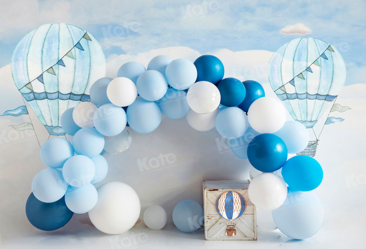 Kate Heißluft Blau Ballon Bogen Kuchen Smash Fleece Hintergrund