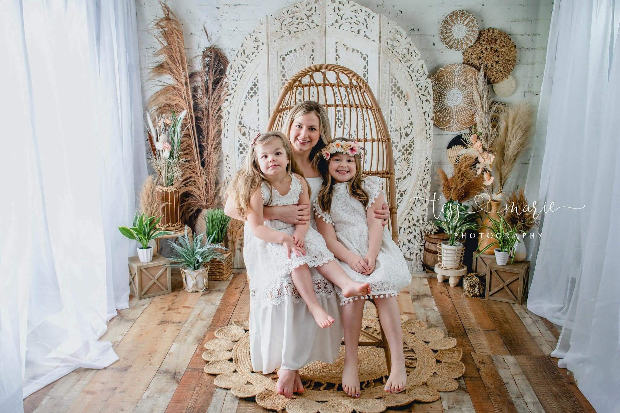 Kate Boho Pampasgras Fleece Hintergrund Entworfen von Mandy Ringe - Kate Backdrop.de