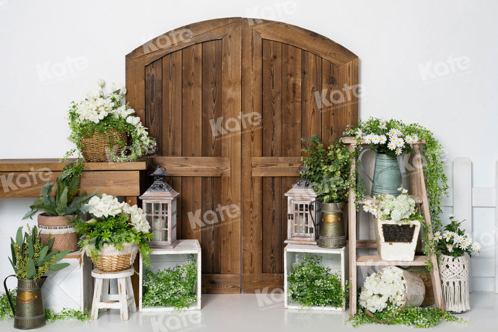 Kate Frühling Scheunentür Grünpflanzen Hintergrund von Emetselch - Kate Backdrop.de