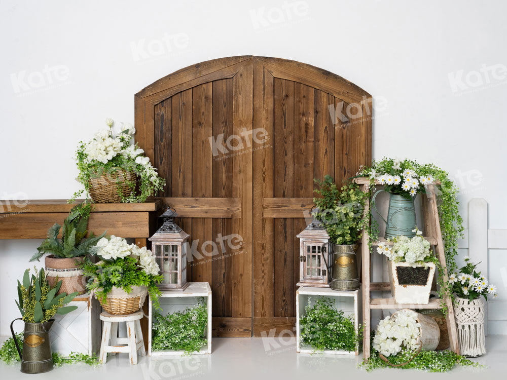 Kate Frühling Scheunentür Grünpflanzen Hintergrund von Emetselch - Kate Backdrop.de