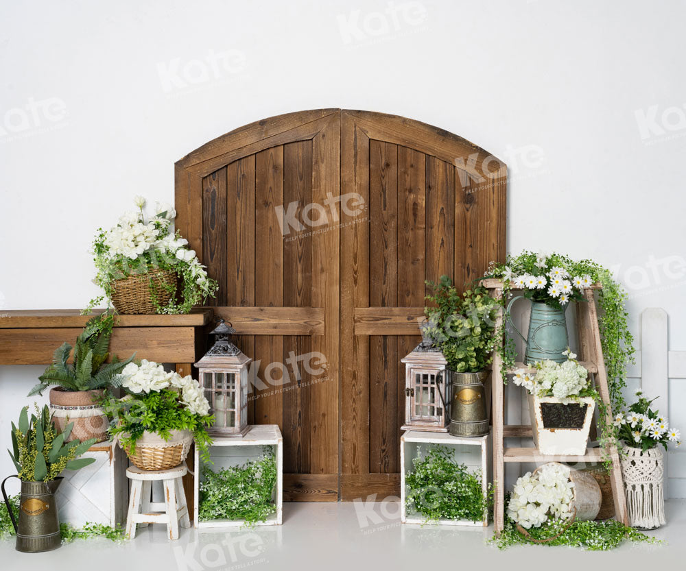 Kate Frühling Scheunentür Grünpflanzen Hintergrund von Emetselch - Kate Backdrop.de