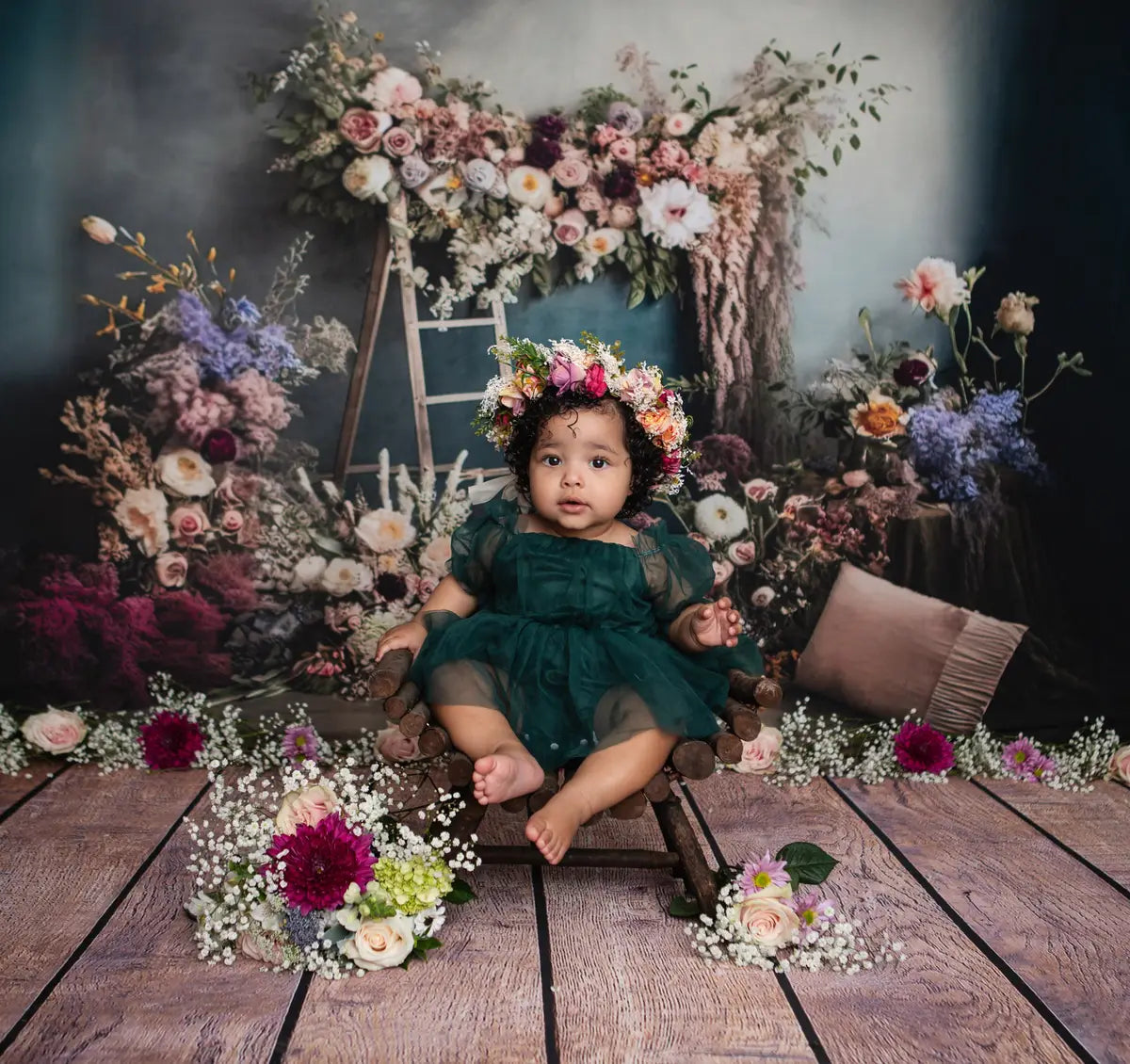 Kate Kunst Blumen Getrockneten Blumen Hintergrund Entworfen von Mini MakeBelieve - Kate Backdrop.de