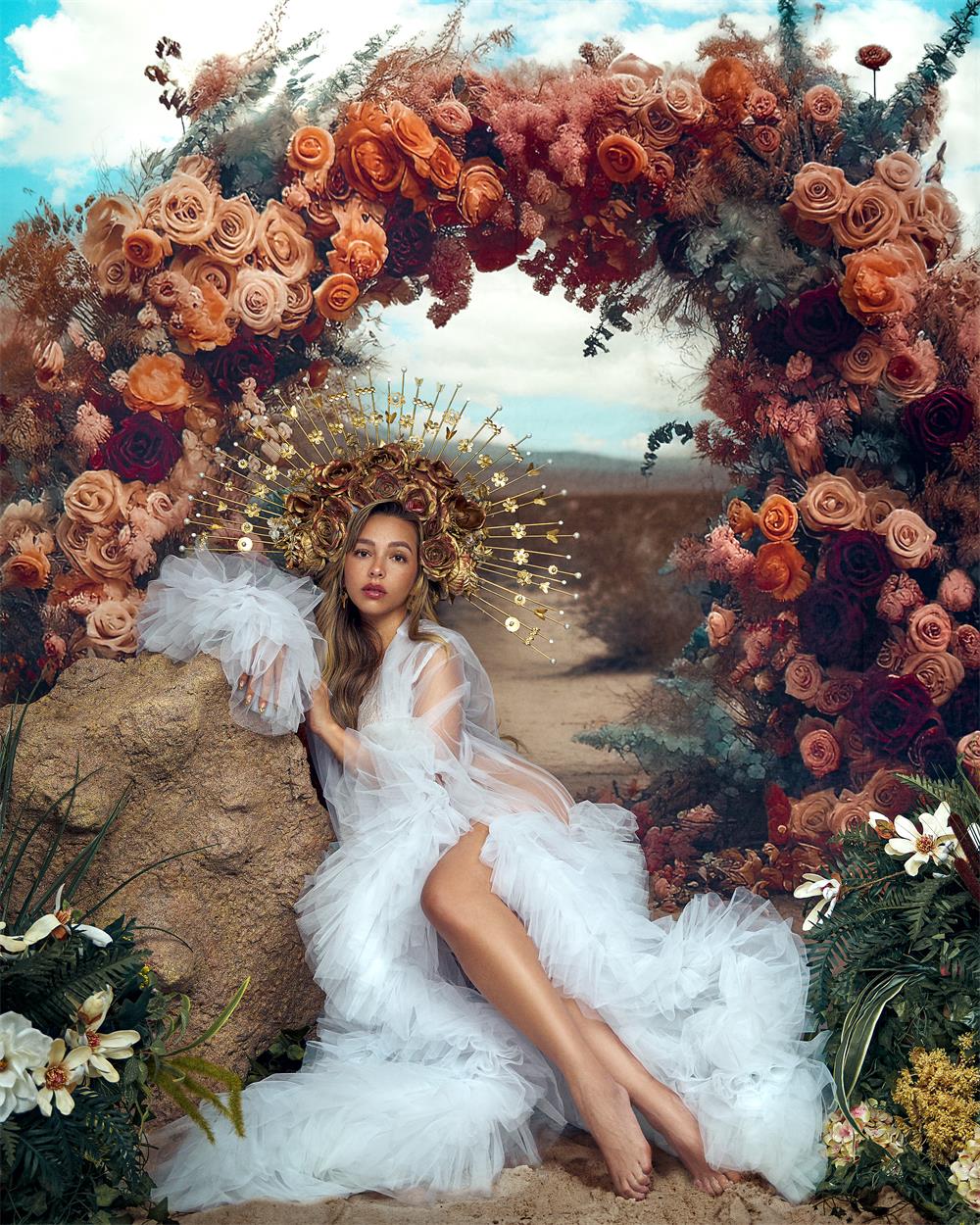 Kate Painterly Fine Art Blumen Boho Wüste Bogen Hintergrund von Mini MakeBelieve - Kate Backdrop.de