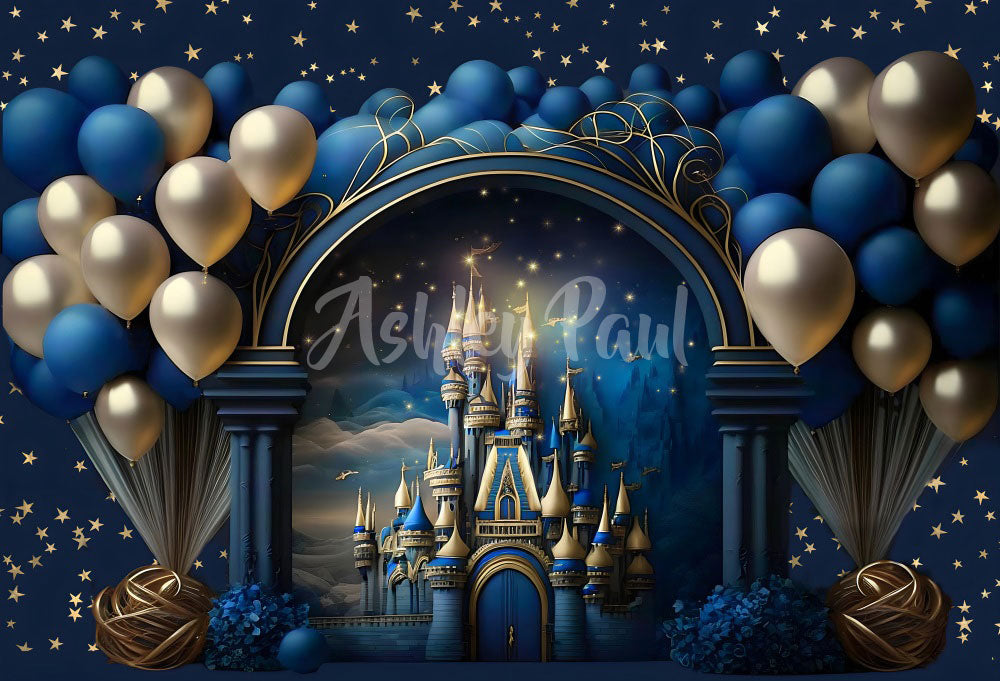 Kate Schloss Blau Prinz Geburtstag Fleece Hintergrund Entworfen von Ashley Paul - Kate Backdrop.de