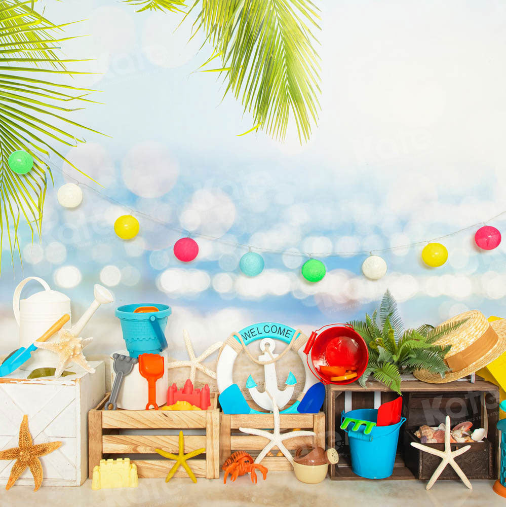 Kate Bokeh Sommer Meer Strand Cake Smash Hintergrund für Fotografie - Kate Backdrop.de