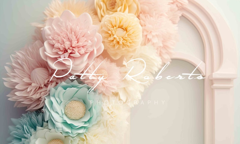 Kate Pastellfarbene Blütenblätter und Posies Blumen Geburtstag Hochzeit Hintergrund von Patty Roberts