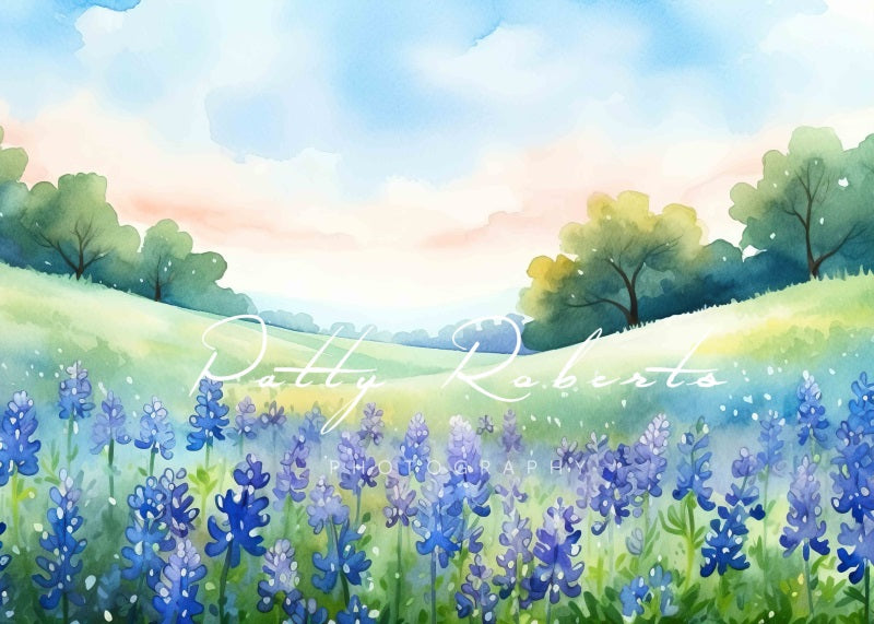 Kate Blühende Bluebonnets Floral Field Hintergrund von Patty Roberts
