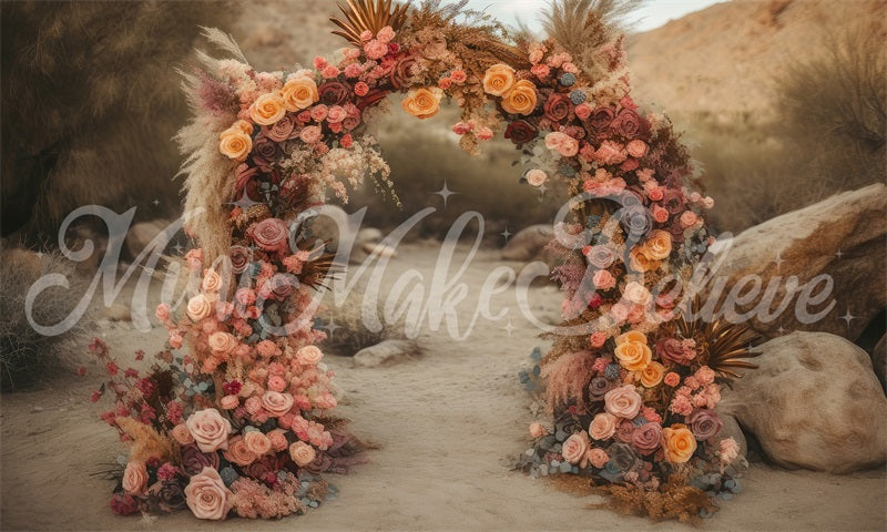 Kate Wüste Berg üppigen Blumen Bogen Hintergrund von Mini MakeBelieve