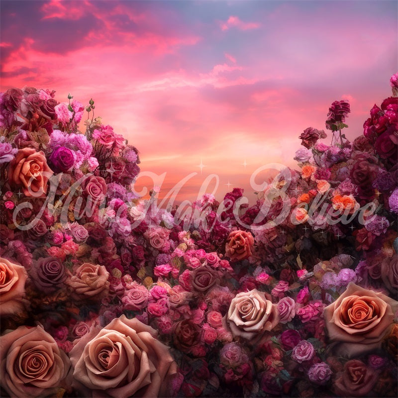 Kate Fine Art Floral Sunset Roses Hintergrund von Mini MakeBelieve