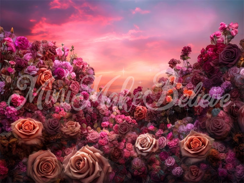 Kate Fine Art Floral Sunset Roses Hintergrund von Mini MakeBelieve